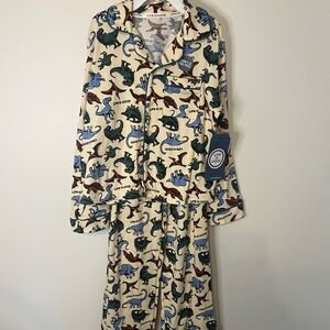 Life Is Good Kids Dinosaur Pajama Set - Cream and Blue